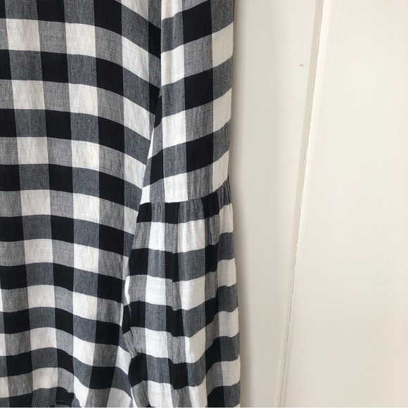 LOFT Black & White Buffalo Check Plaid Long Sleeve Blouse - Picture 7 of 12